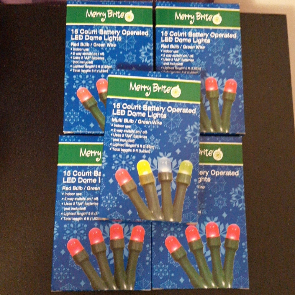 5 New Boxes 15 Count Battery Operated Dome Lights.